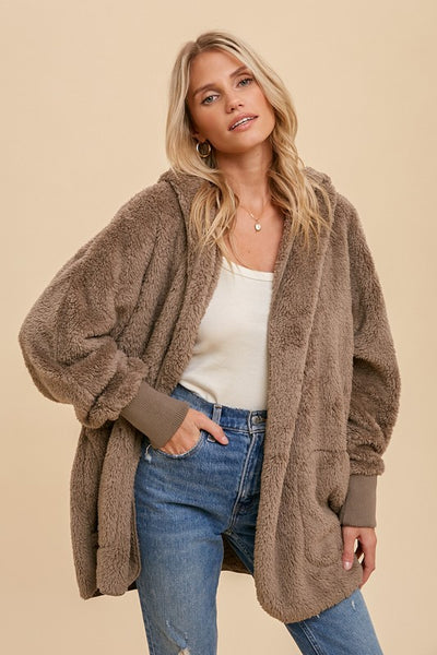 Faux Fur So Soft Plush Hooded Jacket With Pockets - OS