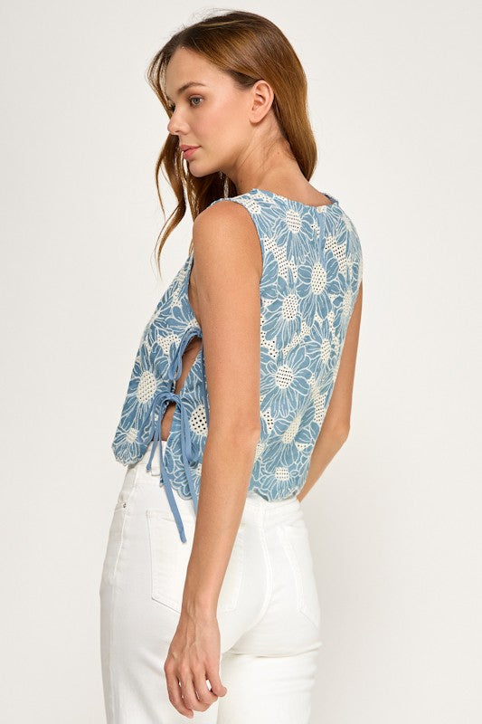 Sunflower Embroidery Detail Tank