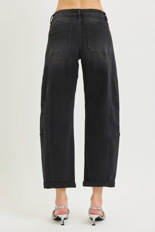 Black Barrel Crop Jeans