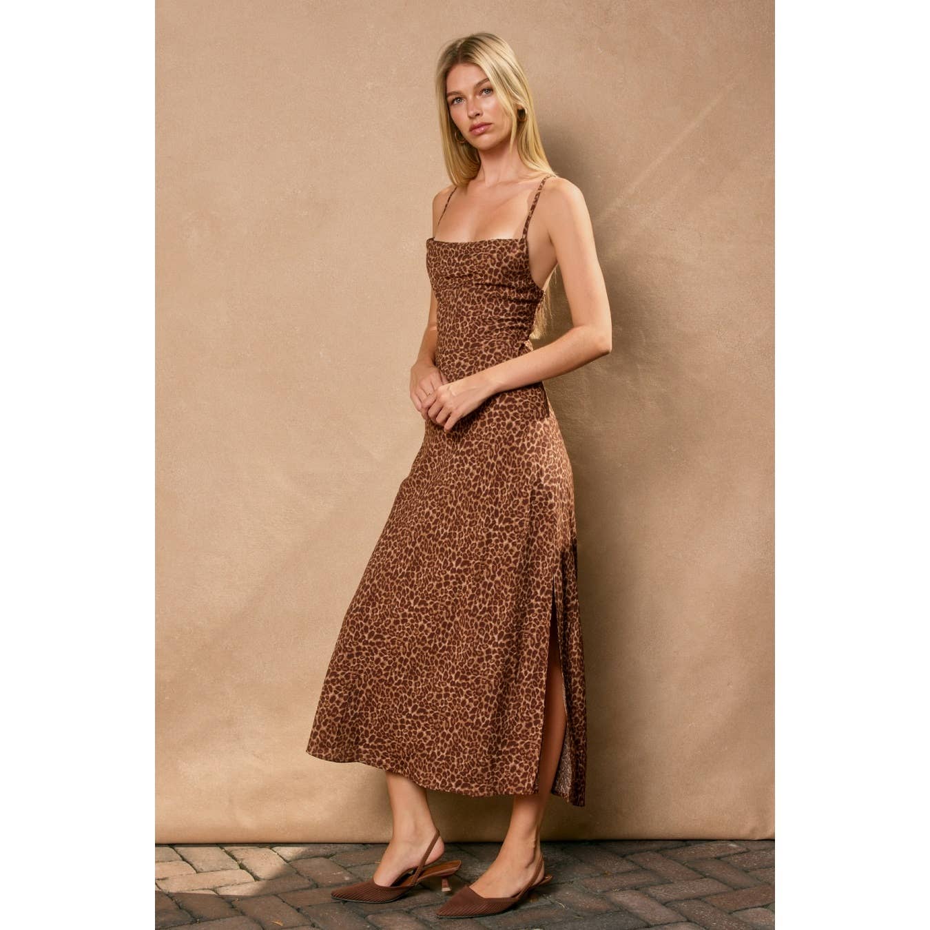 Wild Baby Cowl Neck Criss Cross Maxi Dress