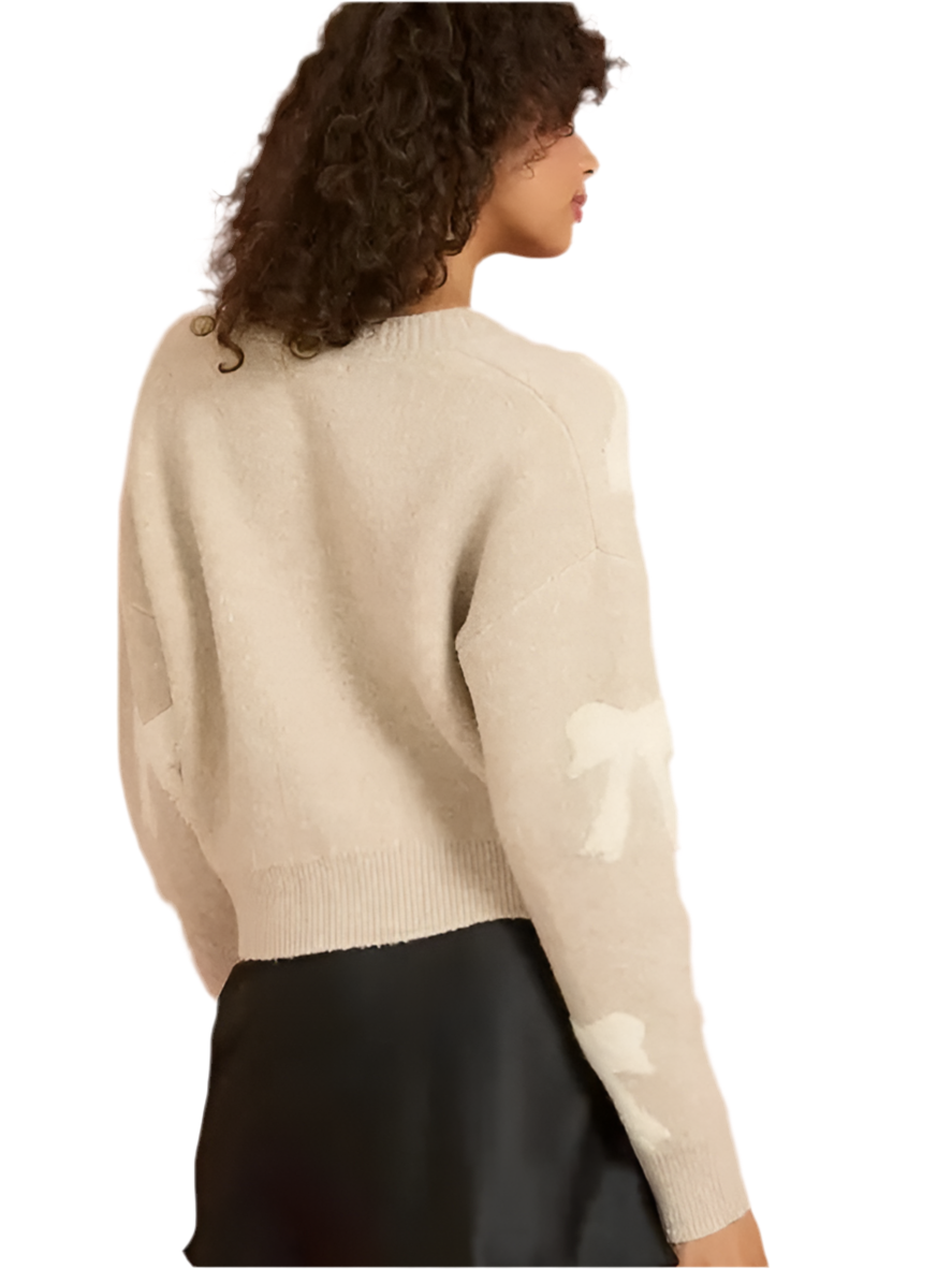 All over bow crop cardigan - WH