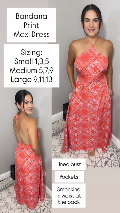 Bandana Print Halter Maxi Dress