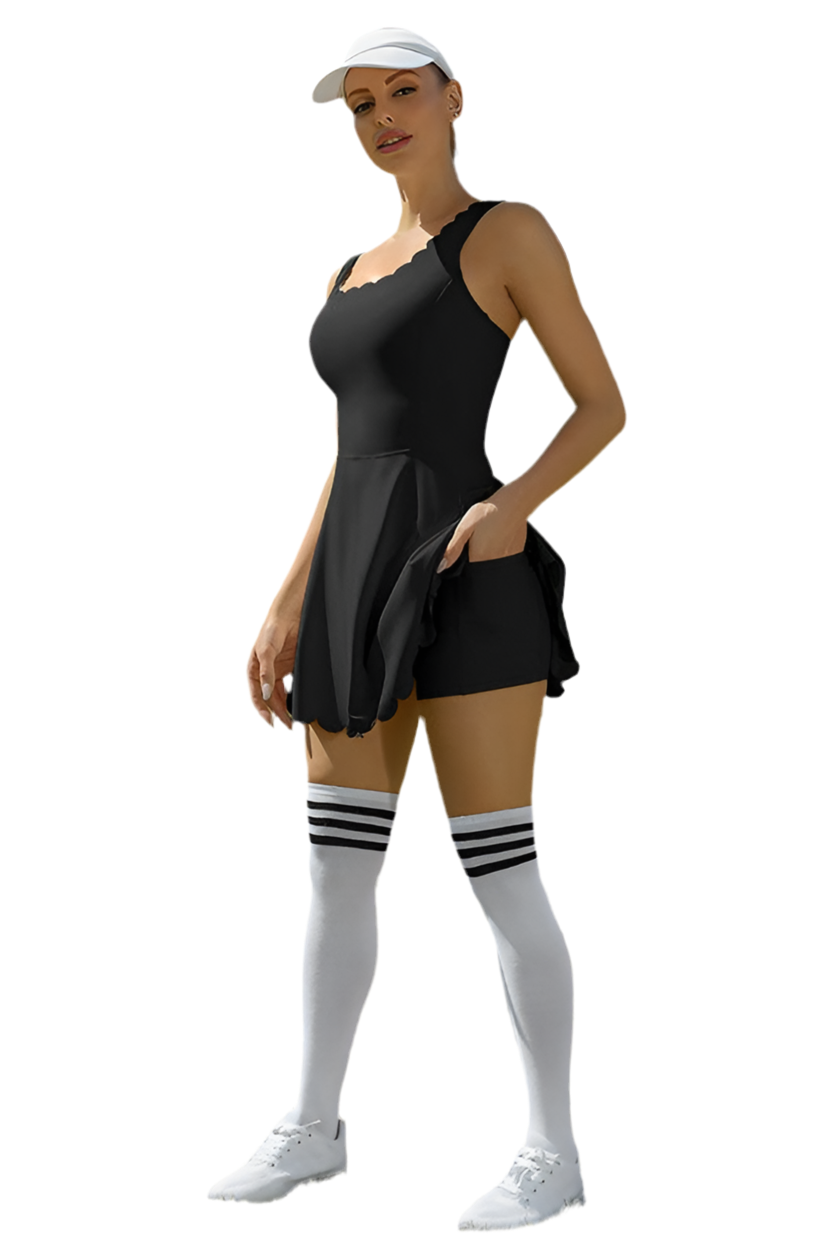 Women Workout Golf Tennis Dress with Shorts Pocket