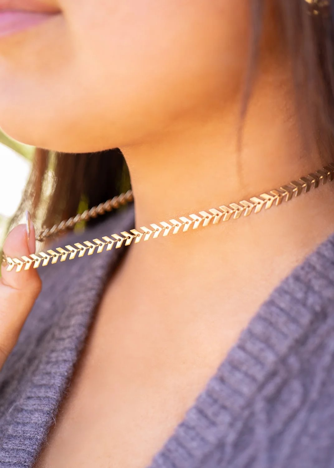 Chevron Chain Necklace-OS