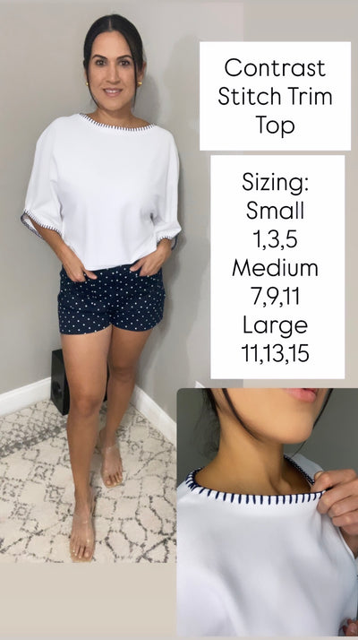 Contrast Stitch Trim Top - Off White