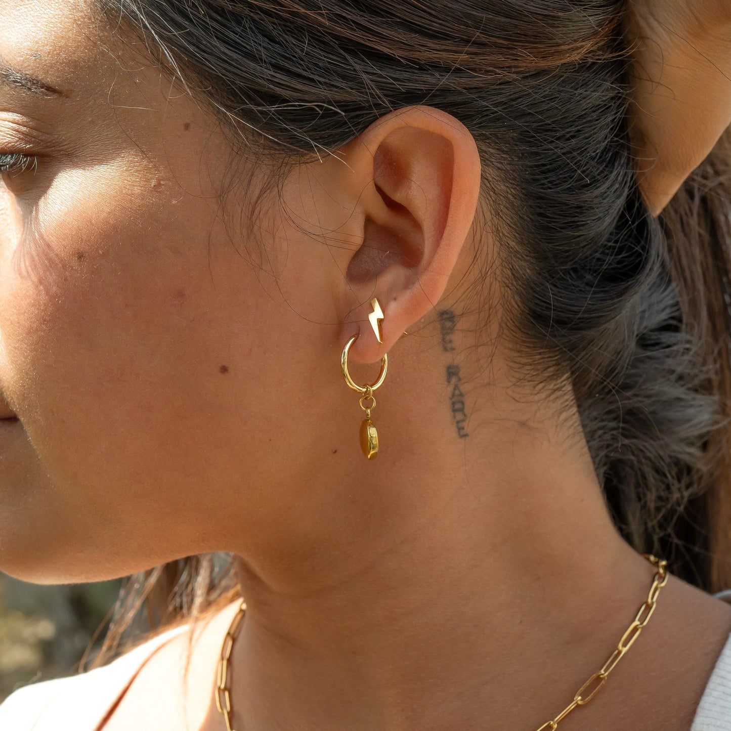 Lightning Bolt Stud Earrings - 18K Plated