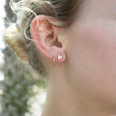 White Enamel Heart Studs