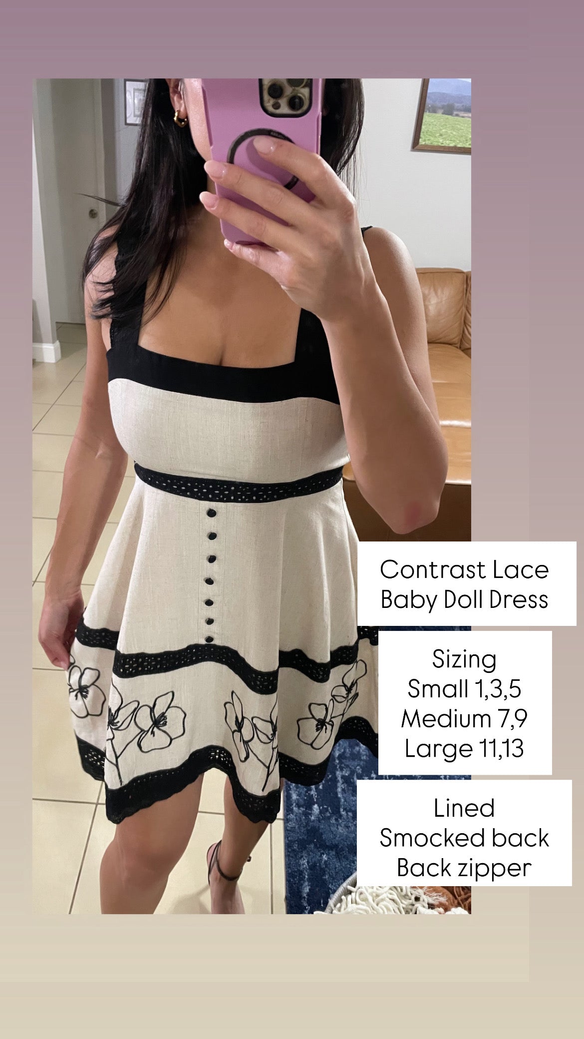 Contrast Lace Baby Doll Dress