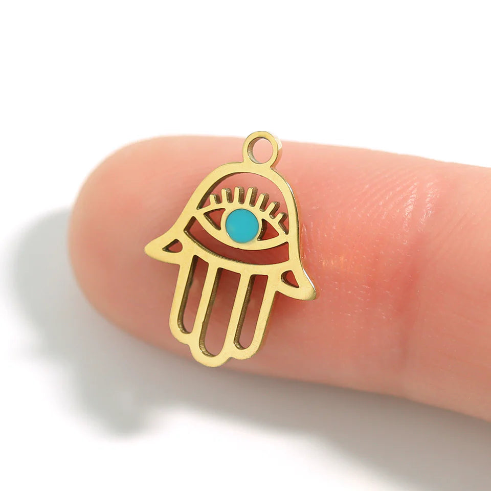 Cutout Hamsa Hand Evil Eye Necklace