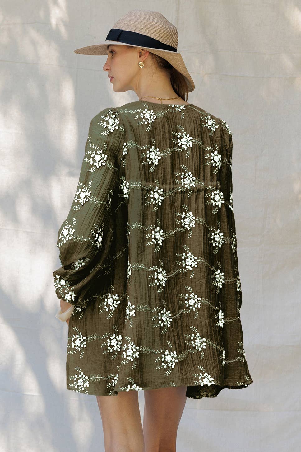 Embroidered Floral Mini Dress OS