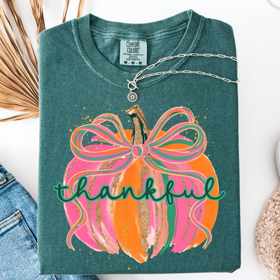 Colorful Thankful Pumpkin Graphic Tee -OS
