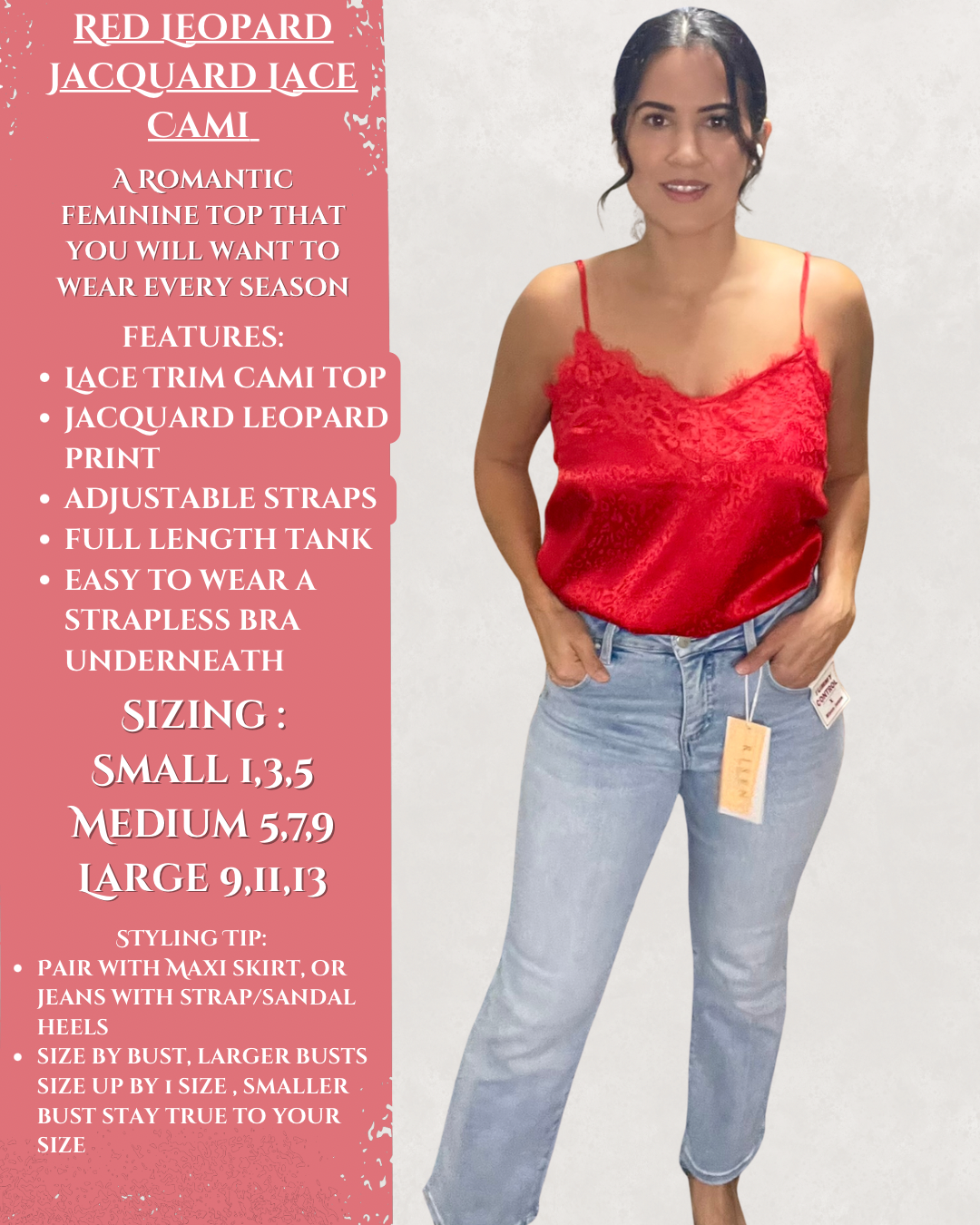 Red Leopard Jacquard Lace Cami