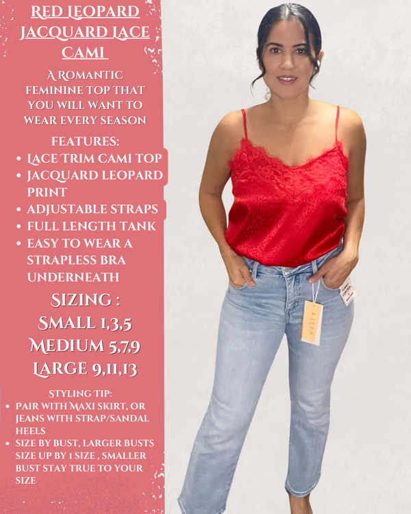 Red Leopard Jacquard Lace Cami