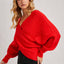 WRAP CROSSOVER RIBBED FUZZY KNIT SWEATER PULLOVER- OS