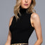 Sleeveless High Neck Rib Top-OS