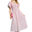 Umgee Smocked Striped Short Sleeve Midi Dress