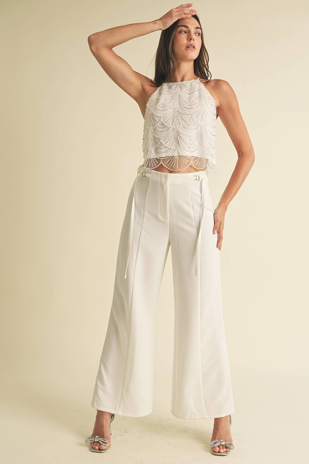 Mermaid Embellished Pearl Top-OS