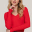 Long Sleeve V-neck Fitted Viscose Rib Sweater Top- OS