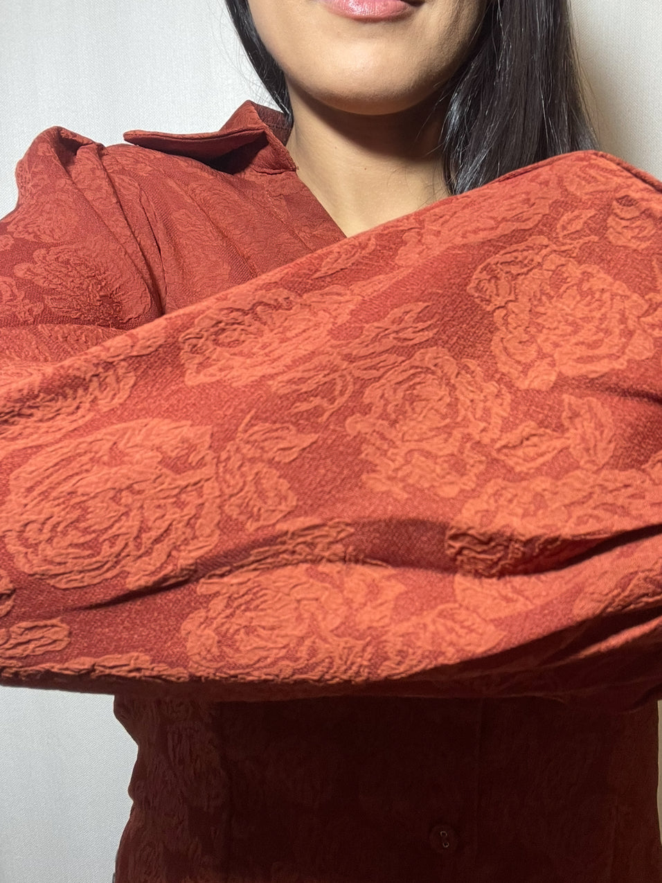 Rust Long Sleeve Blouse- OS