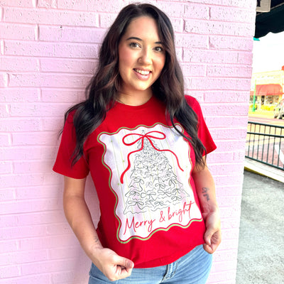 Merry & Bright Tree Graphic Tee- OS