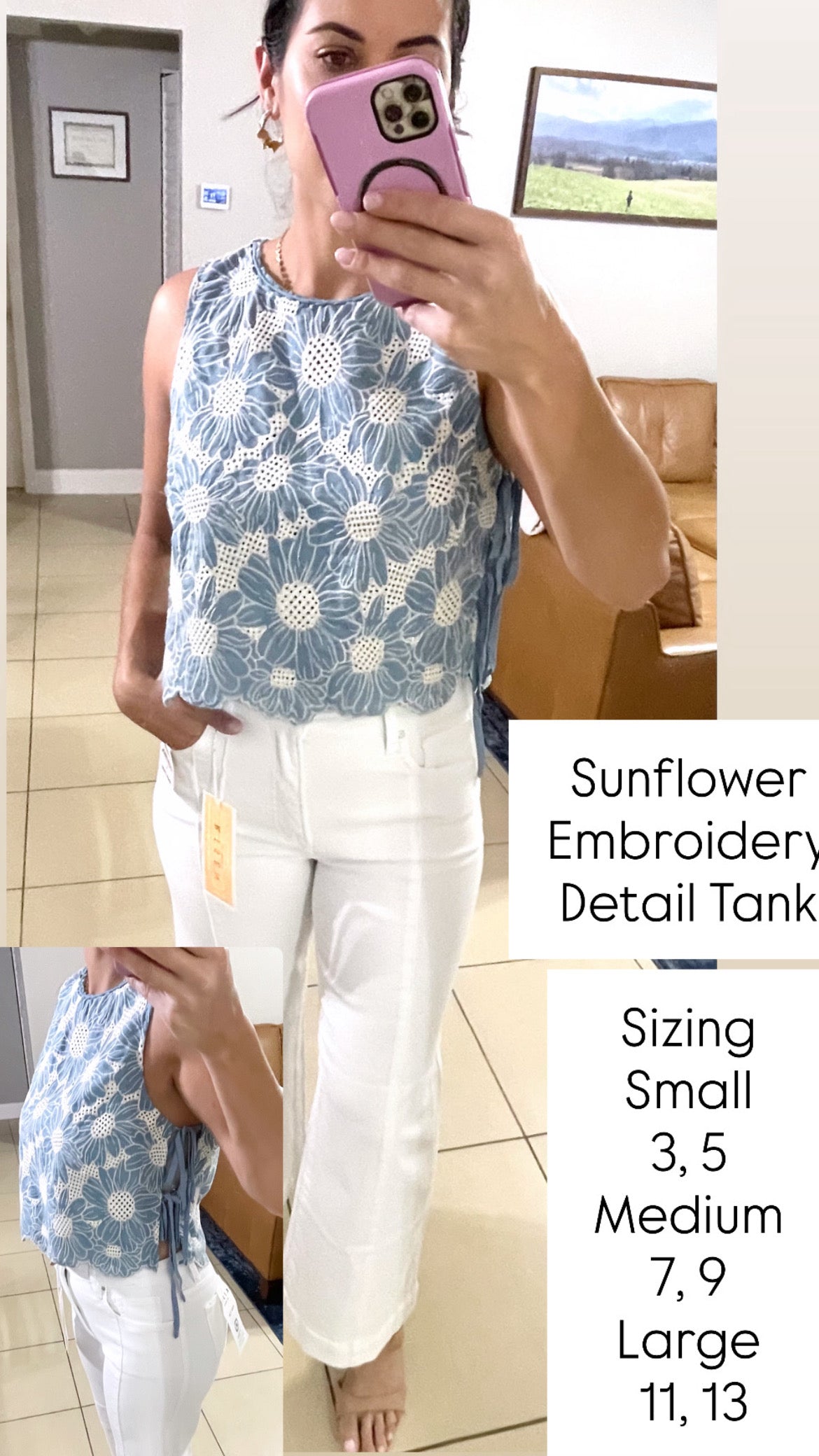 Sunflower Embroidery Detail Tank