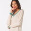 Hanalei Cable Knit Sweater: Oatmilk/Emerald