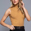 Sleeveless High Neck Rib Top-OS