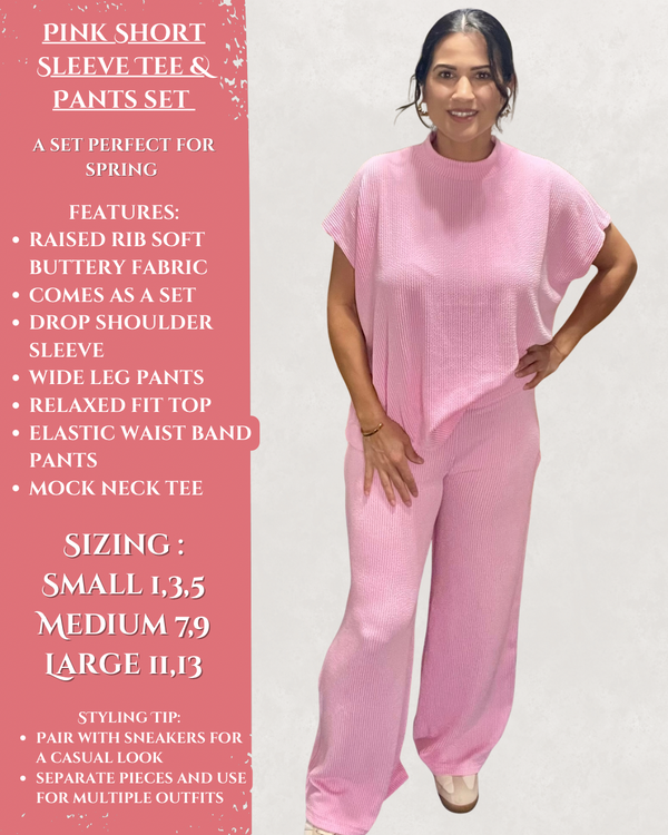 Pink Short Sleeve Tee & Pants Set