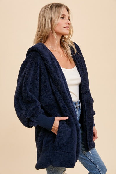 Faux Fur So Soft Plush Hooded Jacket With Pockets - OS