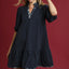 French Terry Ruffle Hem Dress with Plaid Trim