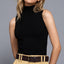 Sleeveless High Neck Rib Top-OS