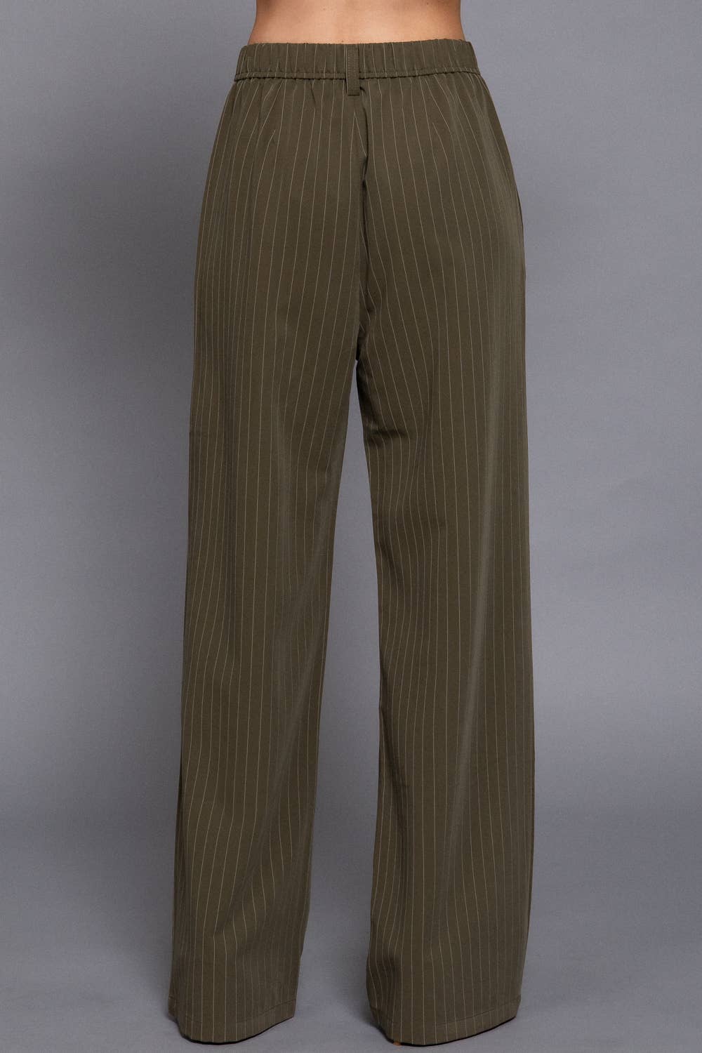 Pin Stripe Woven Straight Pants- OS