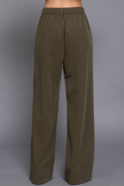 Pin Stripe Woven Straight Pants- OS