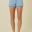 High Waisted Denim Scalloped Shorts