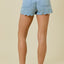 High Waisted Denim Scalloped Shorts