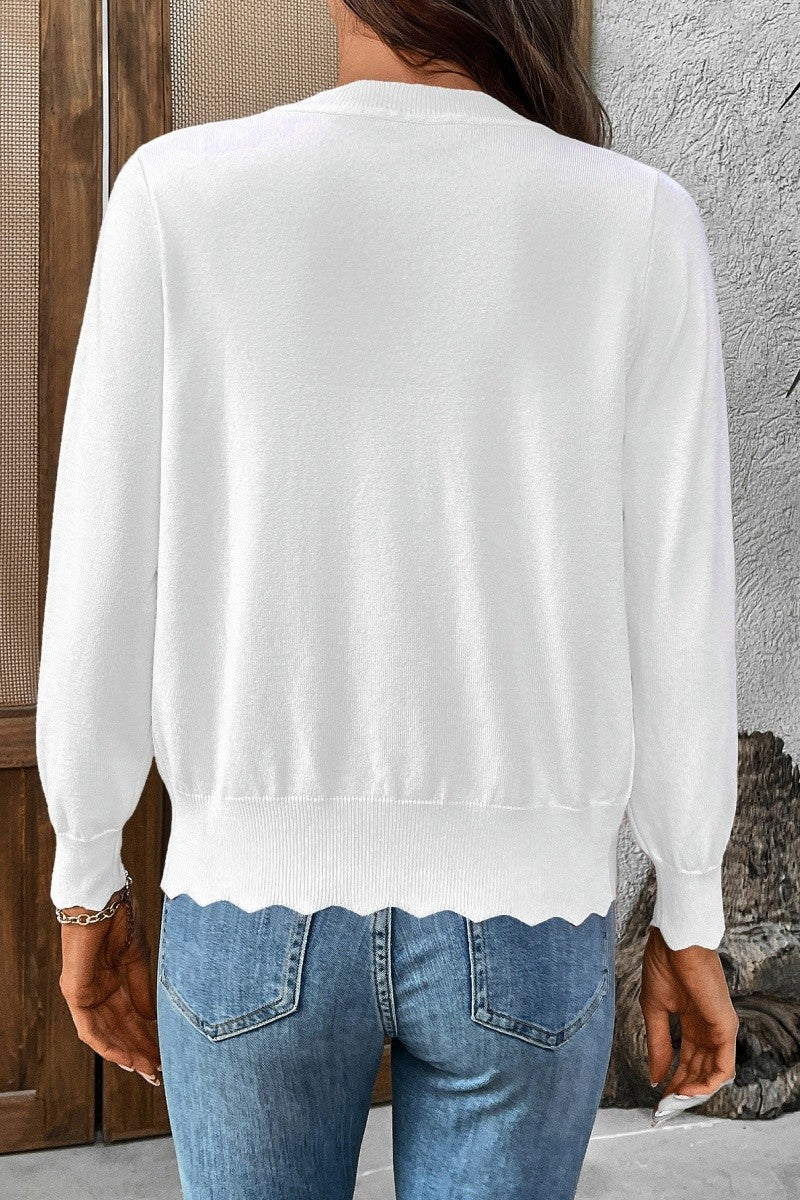 White Scalloped Edge Cardigan