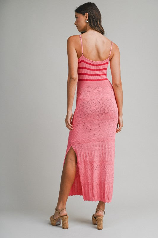 Pointelle Pink Knit Dress