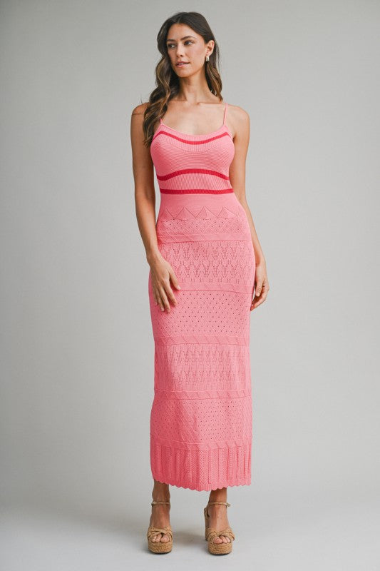 Pointelle Pink Knit Dress