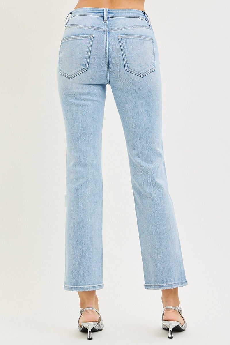Light Tummy Control High Rise Crop Straight Jeans