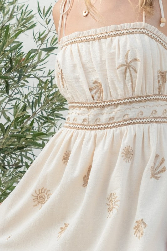 Natural Embroidery Maxi Dress