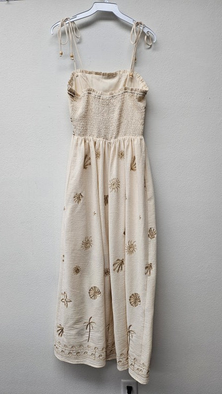 Natural Embroidery Maxi Dress