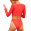 Plain Cropped Silhouette Two Pieces Rash Guard