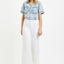 Tummy Control High Rise White Crop Wide Pants