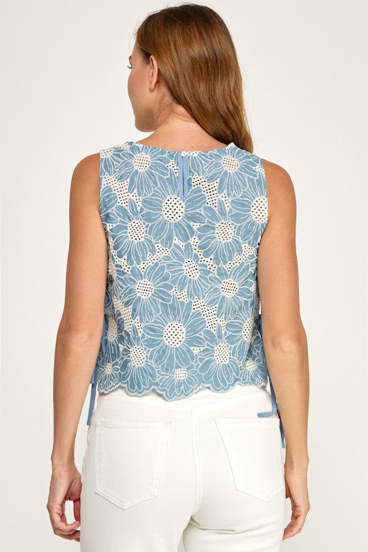 Sunflower Embroidery Detail Tank