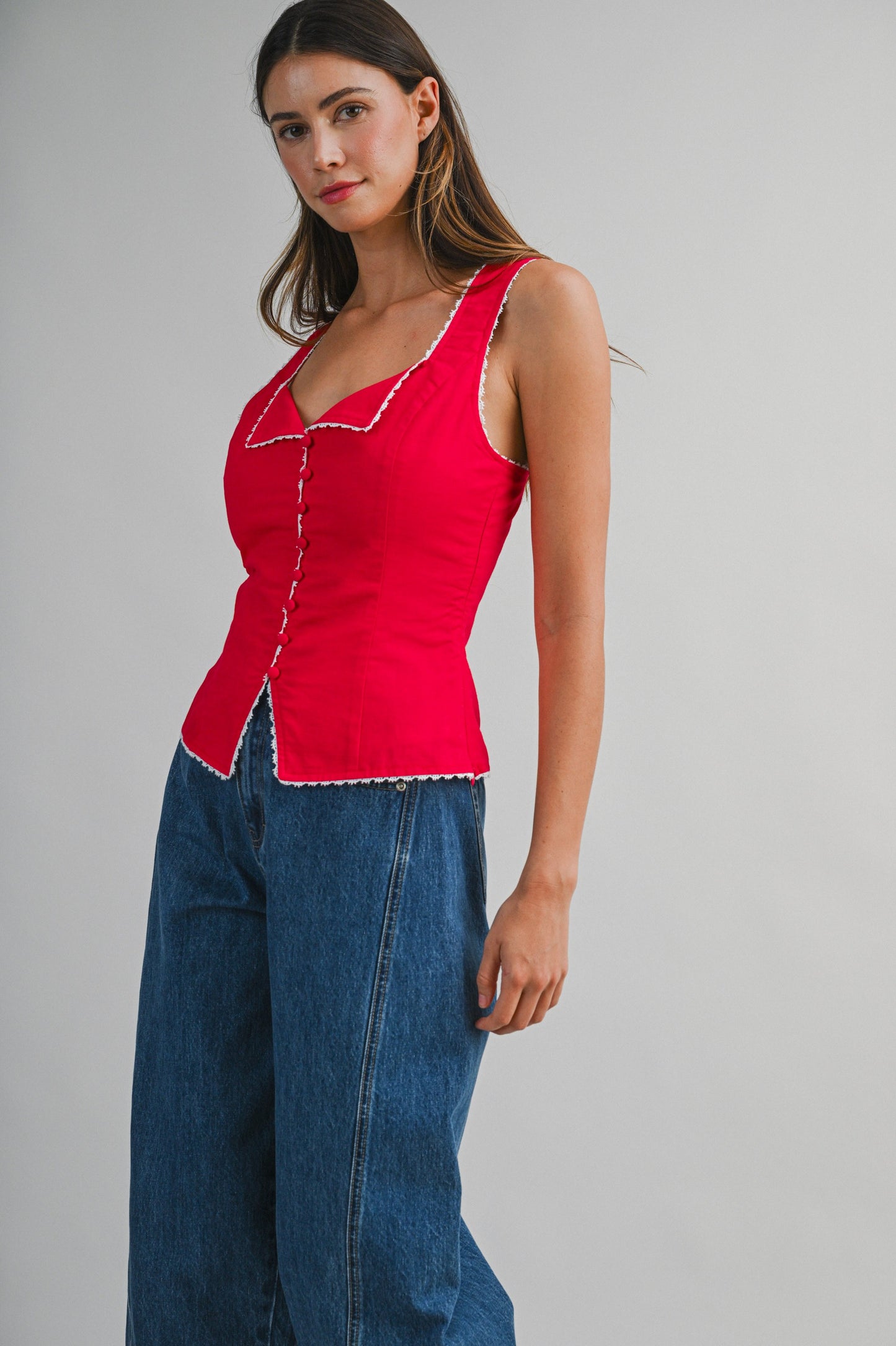 Sweetheart Lace Trim Top