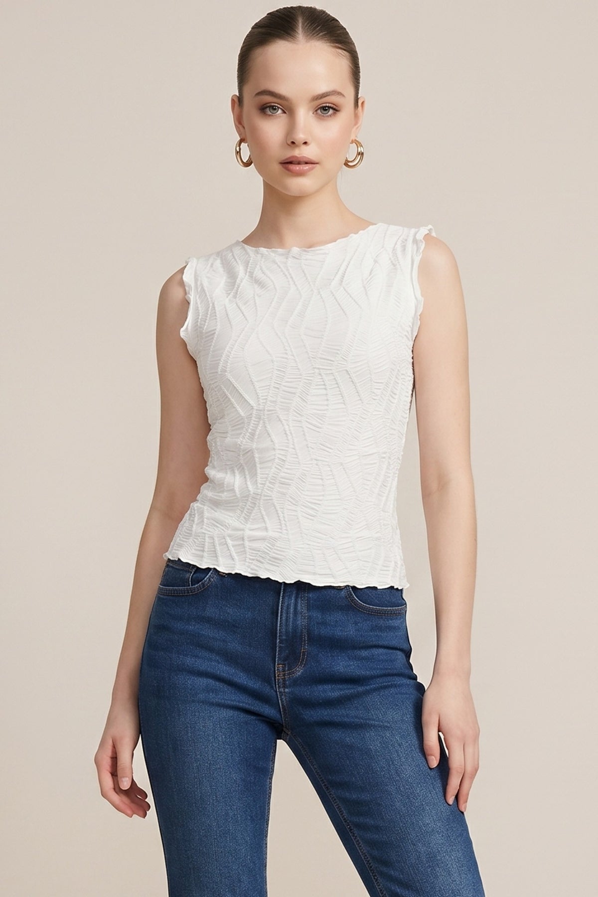 Texture Knit Sleeveless Top