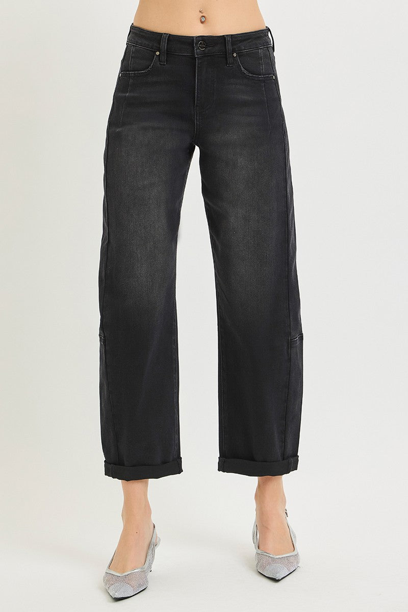 Black Barrel Crop Jeans