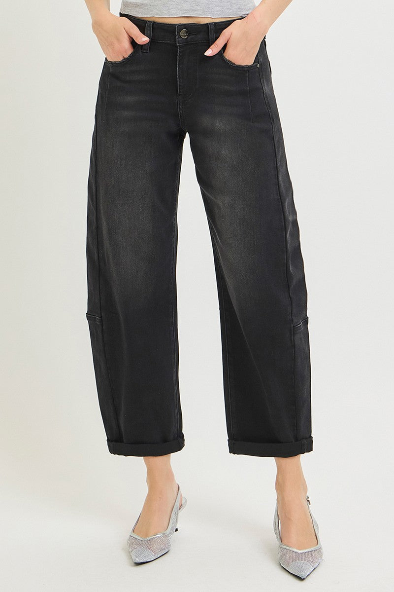 Black Barrel Crop Jeans