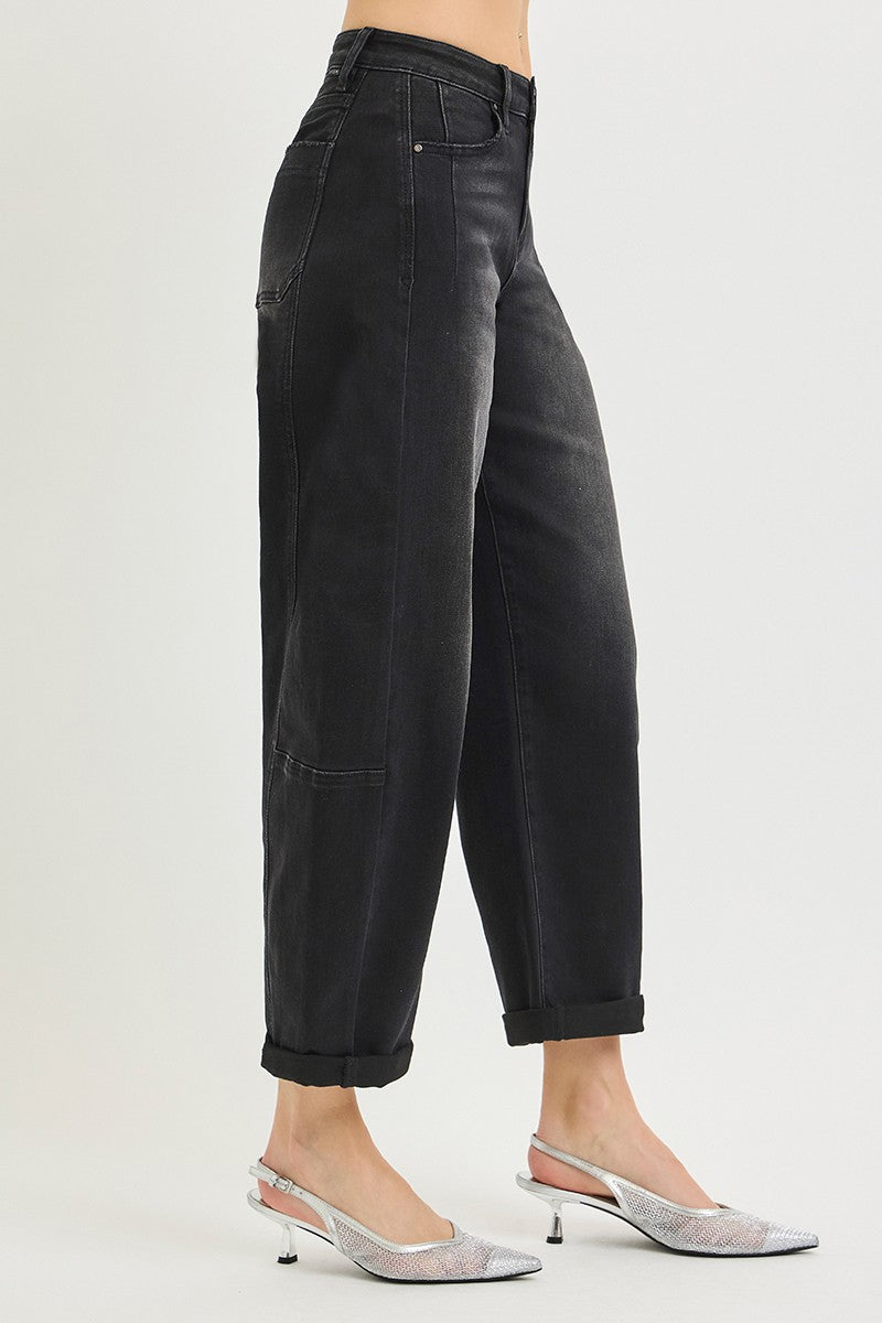 Black Barrel Crop Jeans
