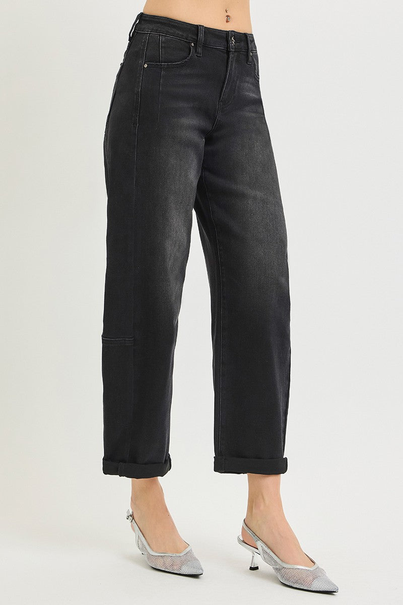 Black Barrel Crop Jeans